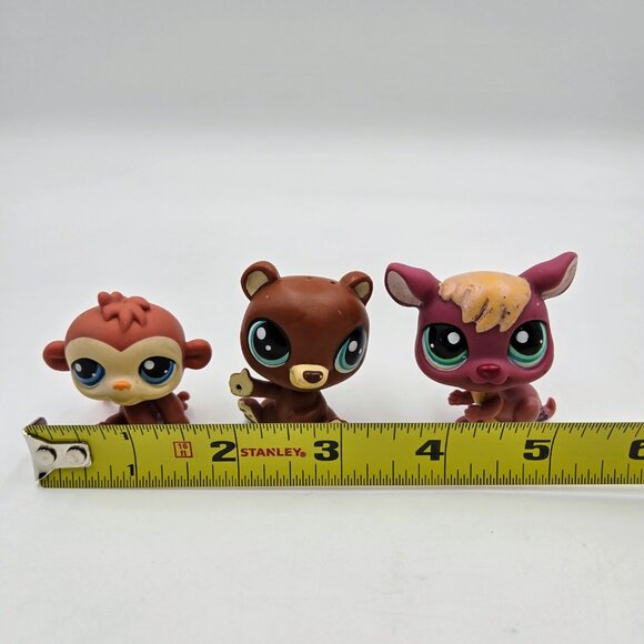 Littlest Pet Shop LPS Lot Monkey #351 Kangaroo #1524 Happy Honeyman Bear #3959 - Picture 9 of 10